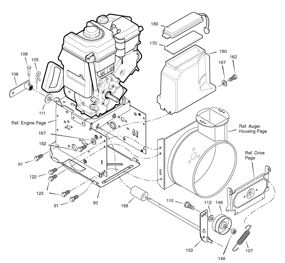 Frame Diagram and Parts List for 1695369-6291570X54 2007 Briggs and Stratton Snow Blower
